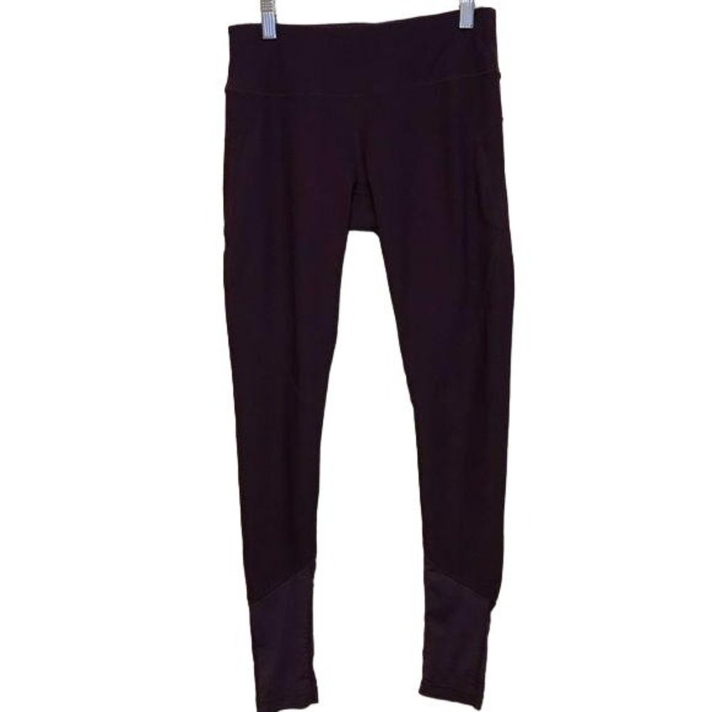 Apana Purple Athletic Leggings Pullon Sheer Hem Size Small